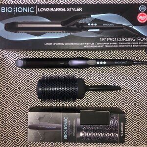 💖 Valentine SALE 💖 Long Barrel Iron (1.5") + Graphene MX Thermal Brush (XL)